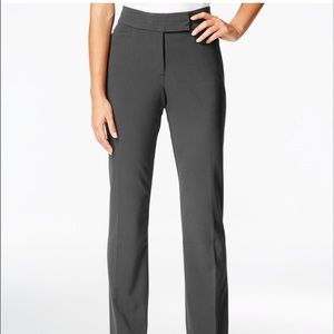 Petite Gray Mid-Waisted Curvy-Fit Pants Slacks